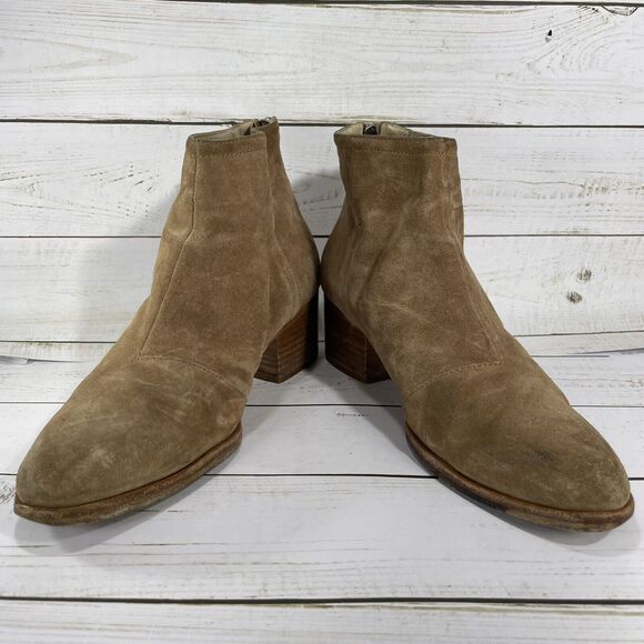 Rag & Bone Wesley Suede Back Zip Ankle Boots Chestnut Tan Womens Size 36 US 6 - Picture 2 of 10